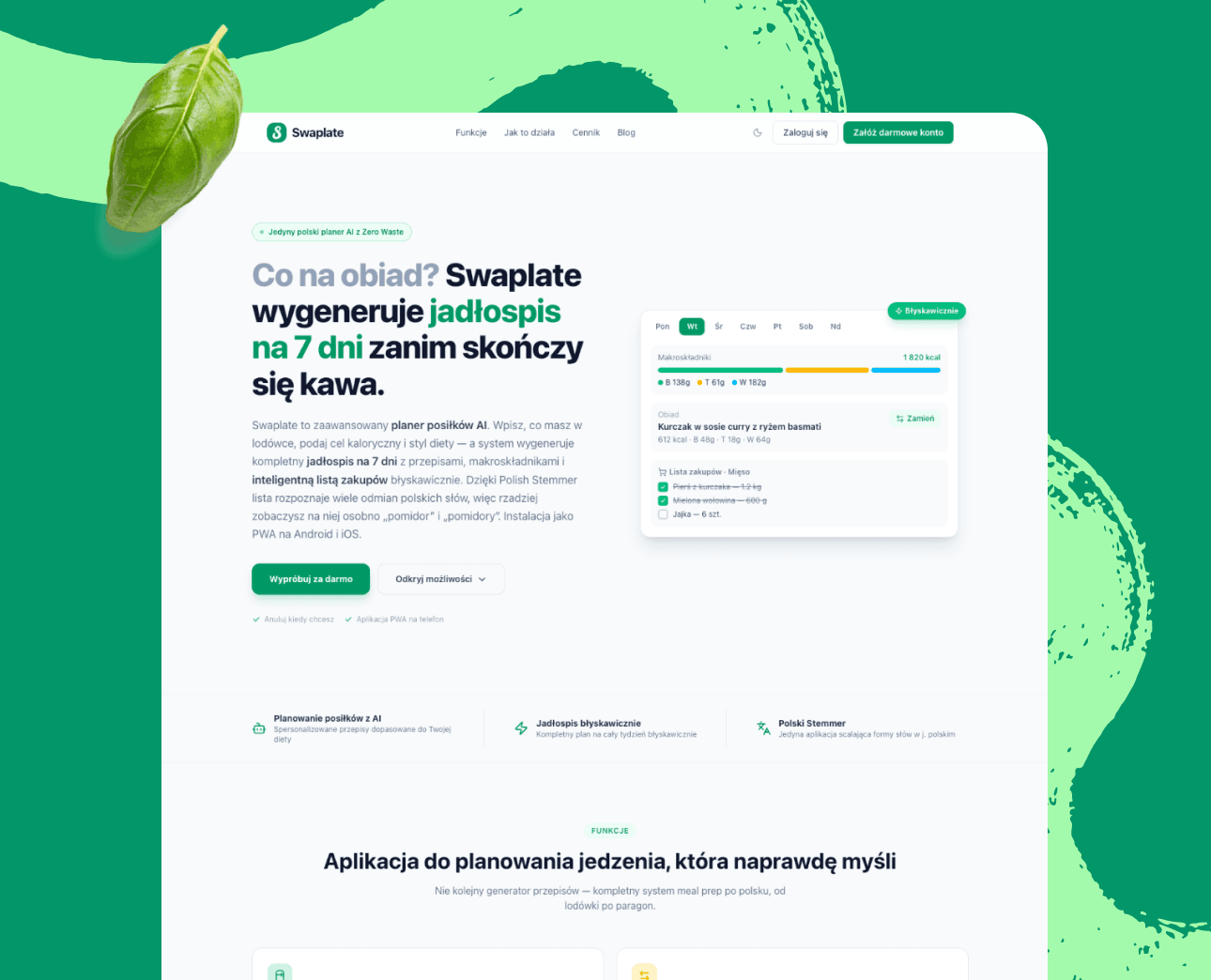 Swaplate – planer posiłków oparty na AI